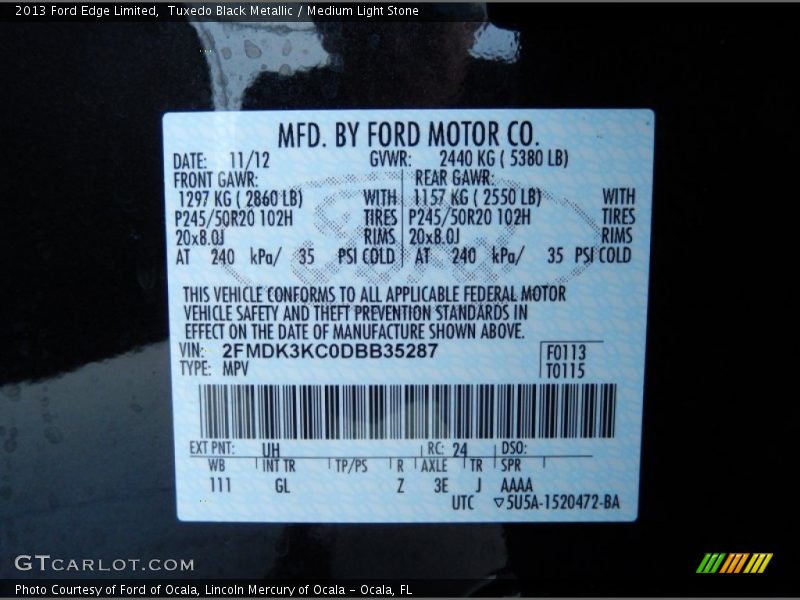 Tuxedo Black Metallic / Medium Light Stone 2013 Ford Edge Limited