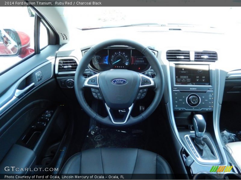 Ruby Red / Charcoal Black 2014 Ford Fusion Titanium