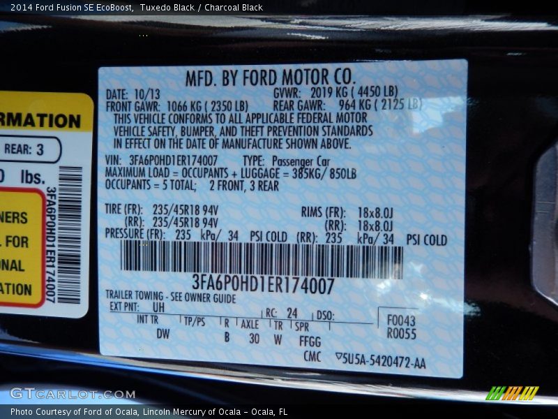 Tuxedo Black / Charcoal Black 2014 Ford Fusion SE EcoBoost