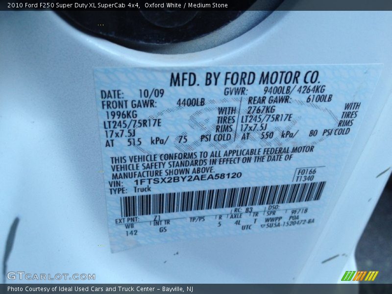 Oxford White / Medium Stone 2010 Ford F250 Super Duty XL SuperCab 4x4