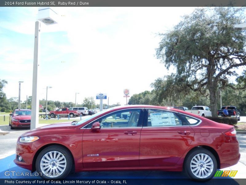 Ruby Red / Dune 2014 Ford Fusion Hybrid SE