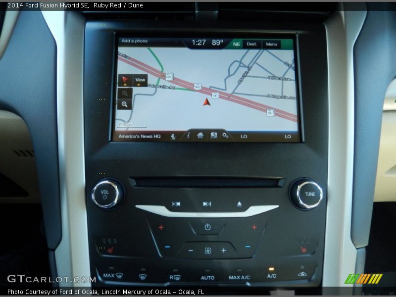 Ruby Red / Dune 2014 Ford Fusion Hybrid SE