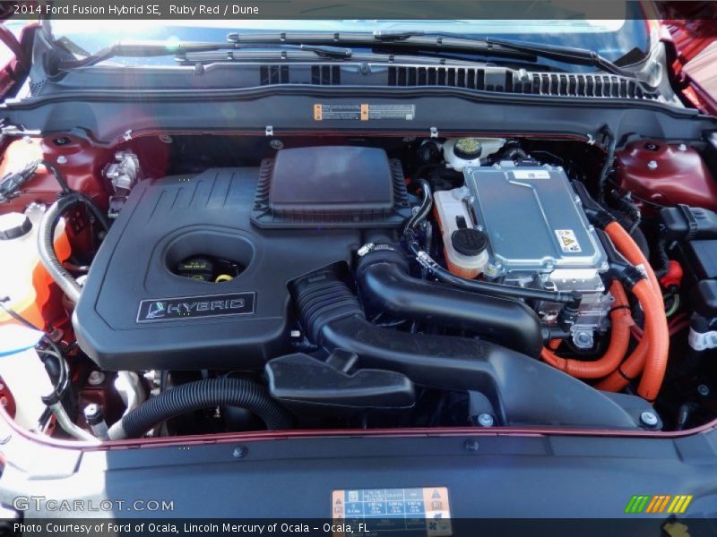 Ruby Red / Dune 2014 Ford Fusion Hybrid SE