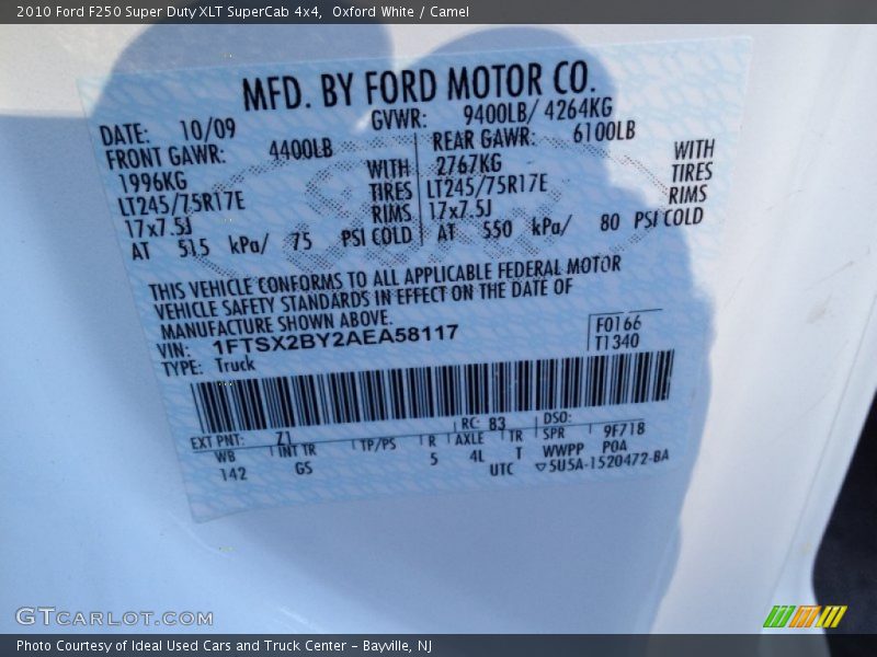 Oxford White / Camel 2010 Ford F250 Super Duty XLT SuperCab 4x4