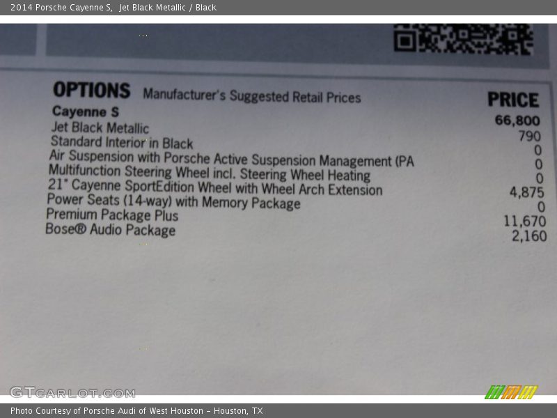  2014 Cayenne S Window Sticker