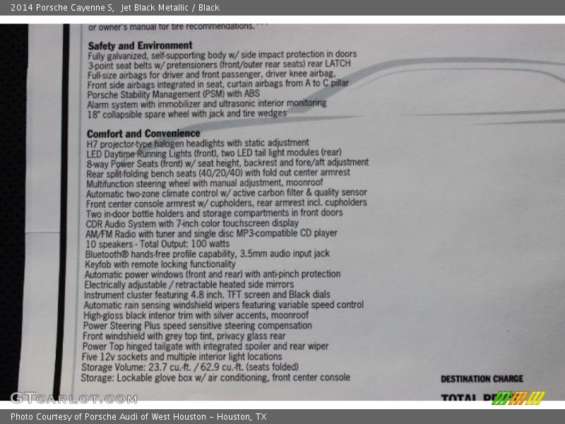  2014 Cayenne S Window Sticker