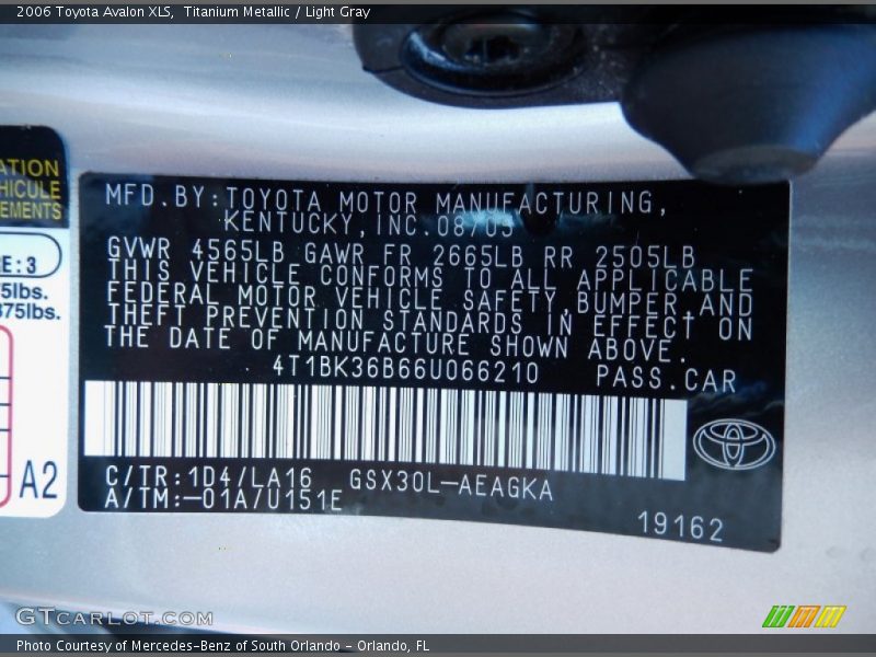 Titanium Metallic / Light Gray 2006 Toyota Avalon XLS