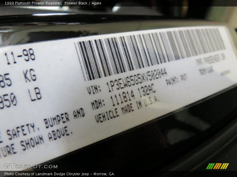 1999 Prowler Roadster Prowler Black Color Code PXT