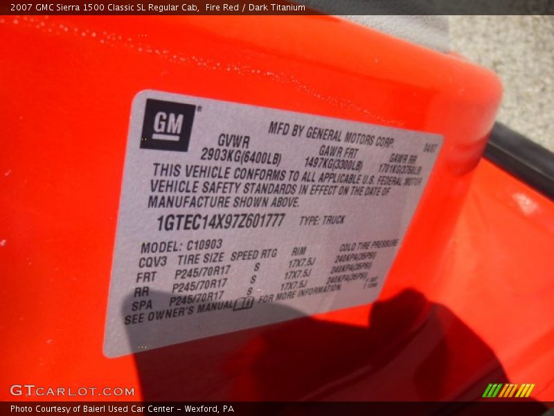Fire Red / Dark Titanium 2007 GMC Sierra 1500 Classic SL Regular Cab