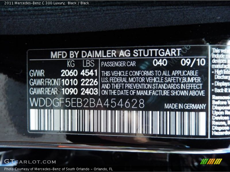 Black / Black 2011 Mercedes-Benz C 300 Luxury