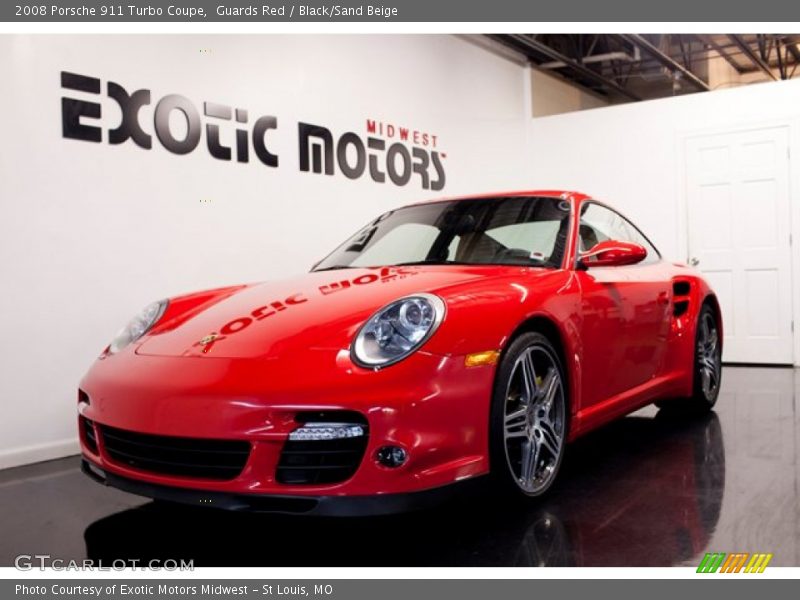 Guards Red / Black/Sand Beige 2008 Porsche 911 Turbo Coupe
