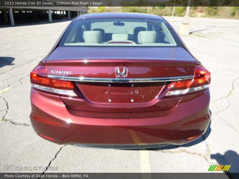 Crimson Red Pearl / Beige 2013 Honda Civic EX Sedan