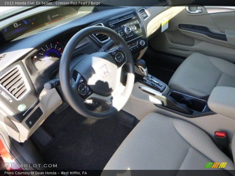 Crimson Red Pearl / Beige 2013 Honda Civic EX Sedan