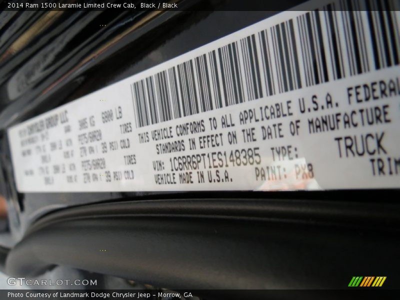 2014 1500 Laramie Limited Crew Cab Black Color Code PX8