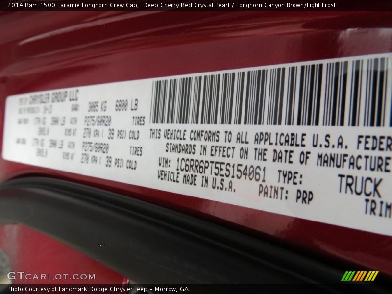 2014 1500 Laramie Longhorn Crew Cab Deep Cherry Red Crystal Pearl Color Code PRP
