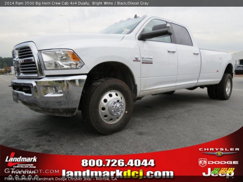 Bright White / Black/Diesel Gray 2014 Ram 3500 Big Horn Crew Cab 4x4 Dually