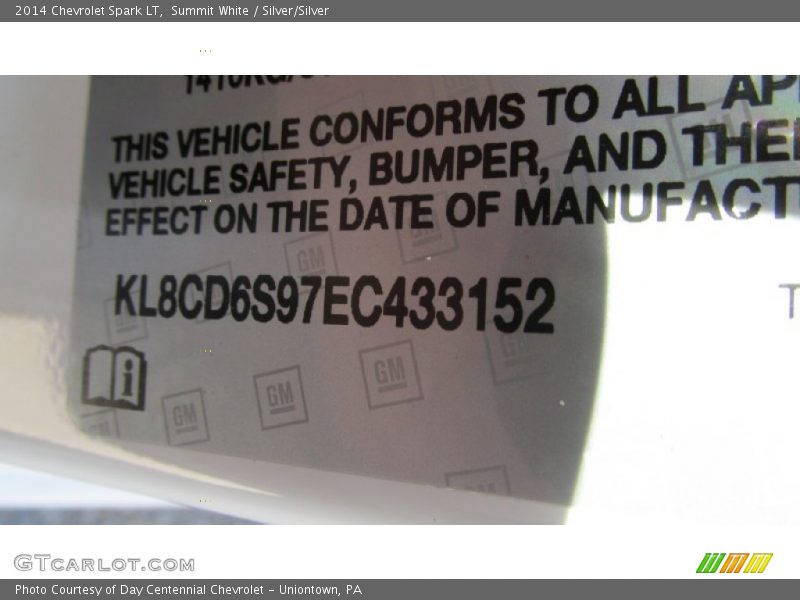 Summit White / Silver/Silver 2014 Chevrolet Spark LT