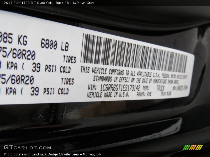 Black / Black/Diesel Gray 2014 Ram 1500 SLT Quad Cab