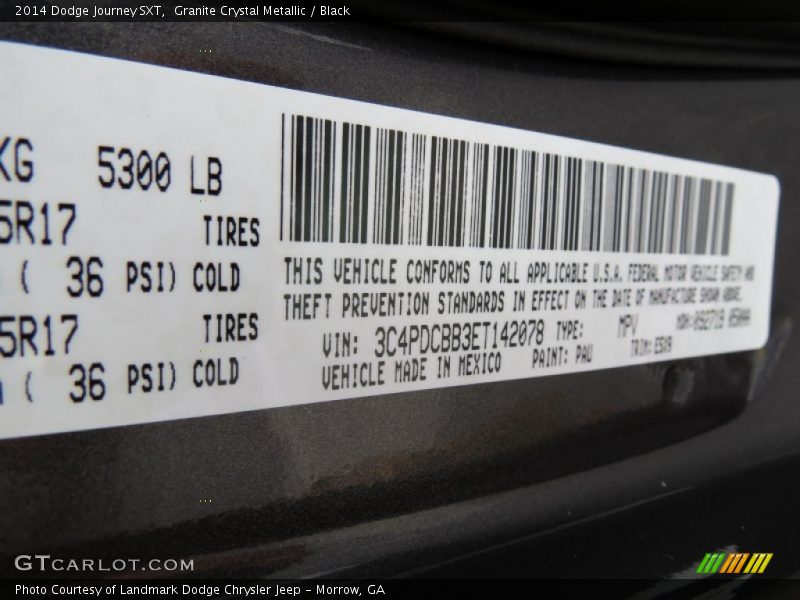 Granite Crystal Metallic / Black 2014 Dodge Journey SXT