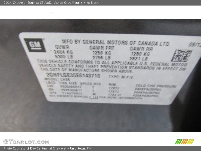 Ashen Gray Metallic / Jet Black 2014 Chevrolet Equinox LT AWD
