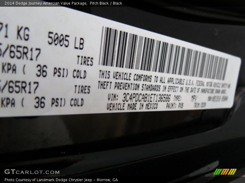 Pitch Black / Black 2014 Dodge Journey Amercian Value Package