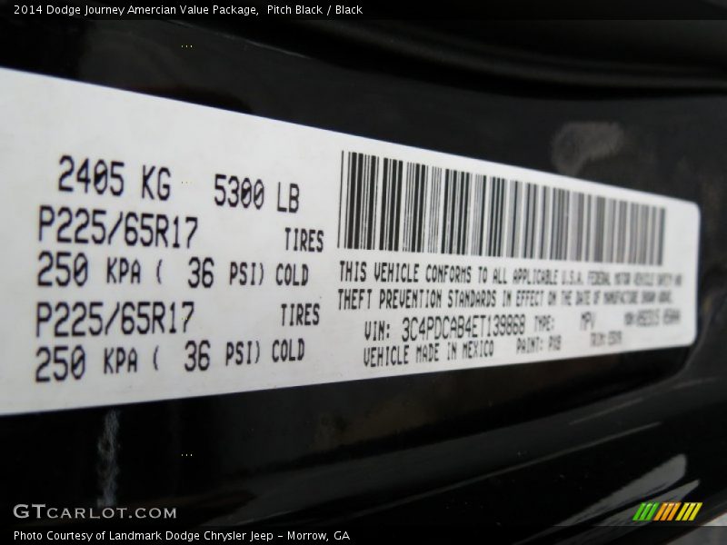 Pitch Black / Black 2014 Dodge Journey Amercian Value Package
