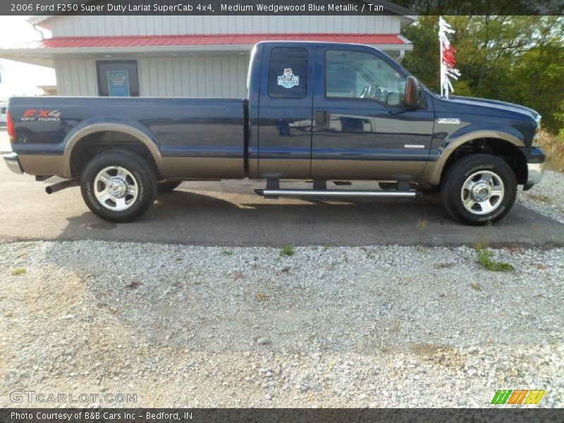 Medium Wedgewood Blue Metallic / Tan 2006 Ford F250 Super Duty Lariat SuperCab 4x4