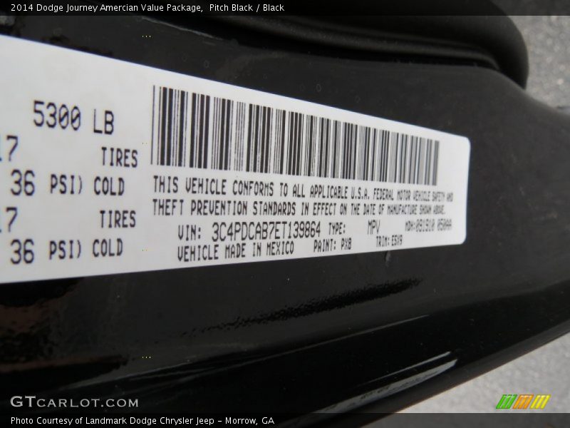 Pitch Black / Black 2014 Dodge Journey Amercian Value Package