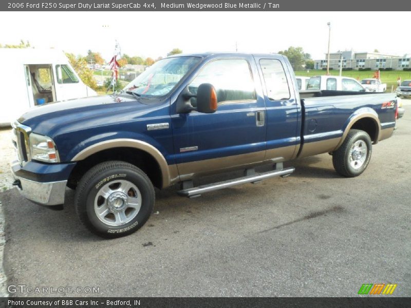 Medium Wedgewood Blue Metallic / Tan 2006 Ford F250 Super Duty Lariat SuperCab 4x4