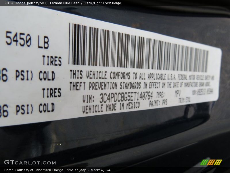 Fathom Blue Pearl / Black/Light Frost Beige 2014 Dodge Journey SXT