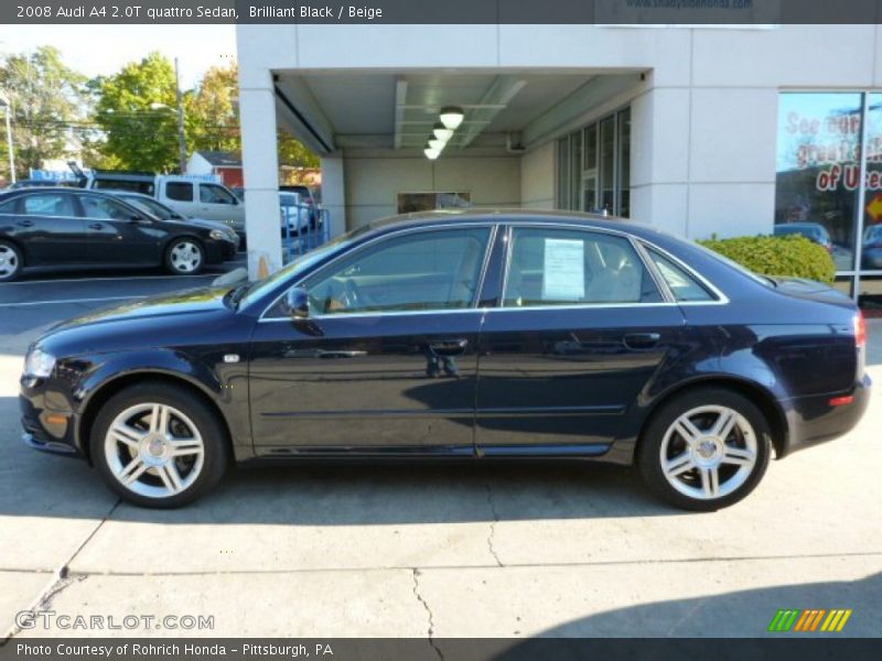 Brilliant Black / Beige 2008 Audi A4 2.0T quattro Sedan