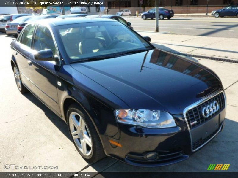 Brilliant Black / Beige 2008 Audi A4 2.0T quattro Sedan
