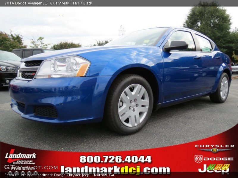Blue Streak Pearl / Black 2014 Dodge Avenger SE