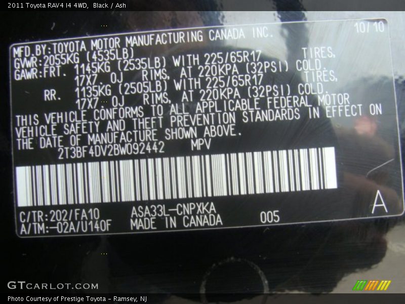 Black / Ash 2011 Toyota RAV4 I4 4WD