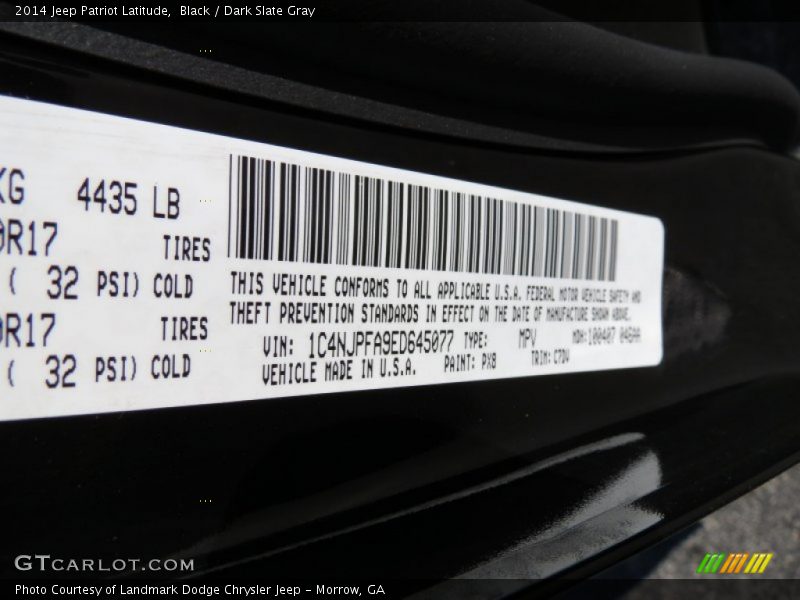 Black / Dark Slate Gray 2014 Jeep Patriot Latitude