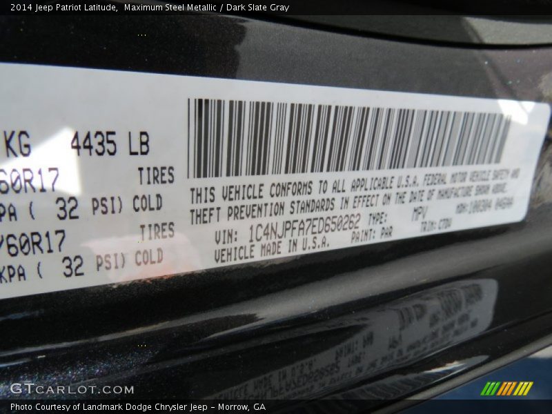 Maximum Steel Metallic / Dark Slate Gray 2014 Jeep Patriot Latitude