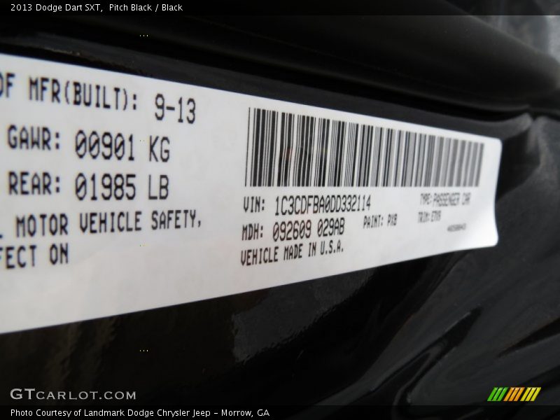 Pitch Black / Black 2013 Dodge Dart SXT