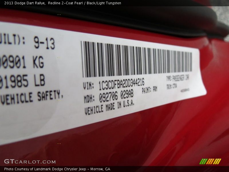 Redline 2-Coat Pearl / Black/Light Tungsten 2013 Dodge Dart Rallye