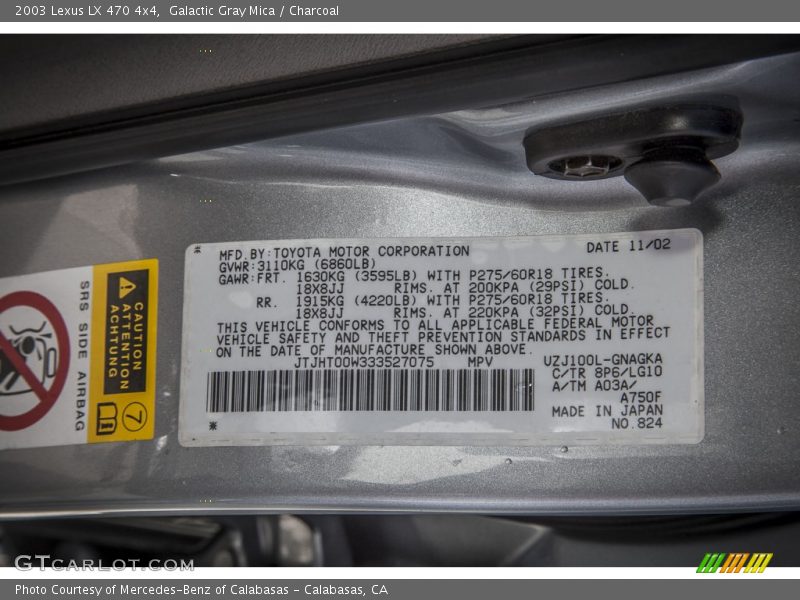 Galactic Gray Mica / Charcoal 2003 Lexus LX 470 4x4