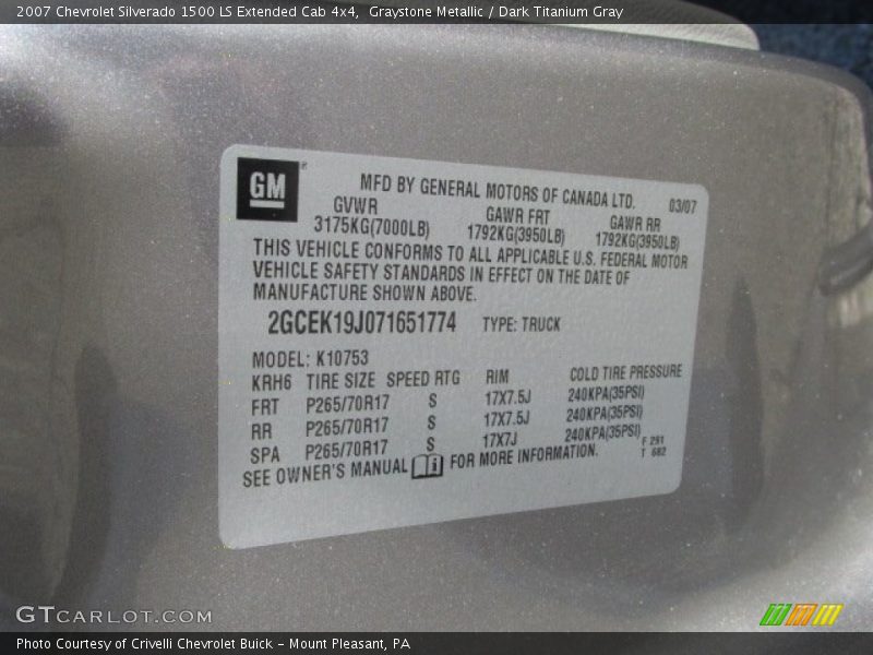 Graystone Metallic / Dark Titanium Gray 2007 Chevrolet Silverado 1500 LS Extended Cab 4x4