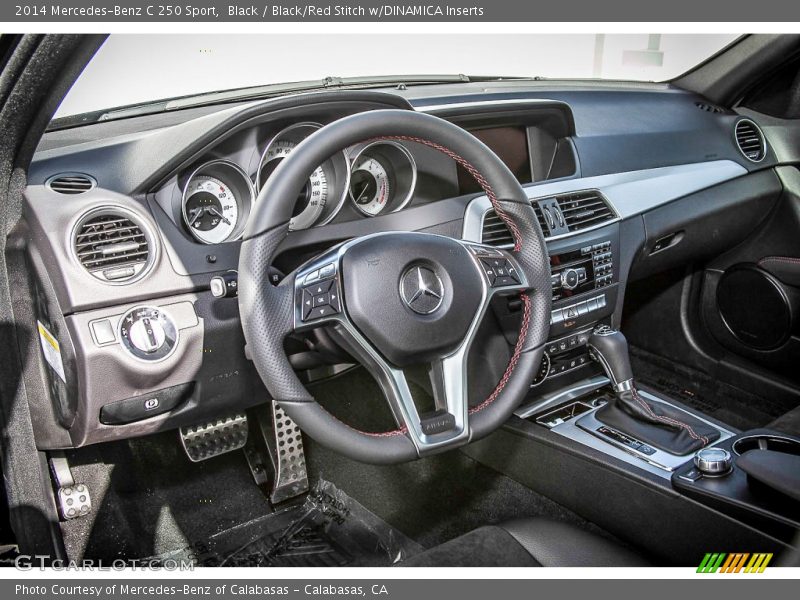 Black / Black/Red Stitch w/DINAMICA Inserts 2014 Mercedes-Benz C 250 Sport