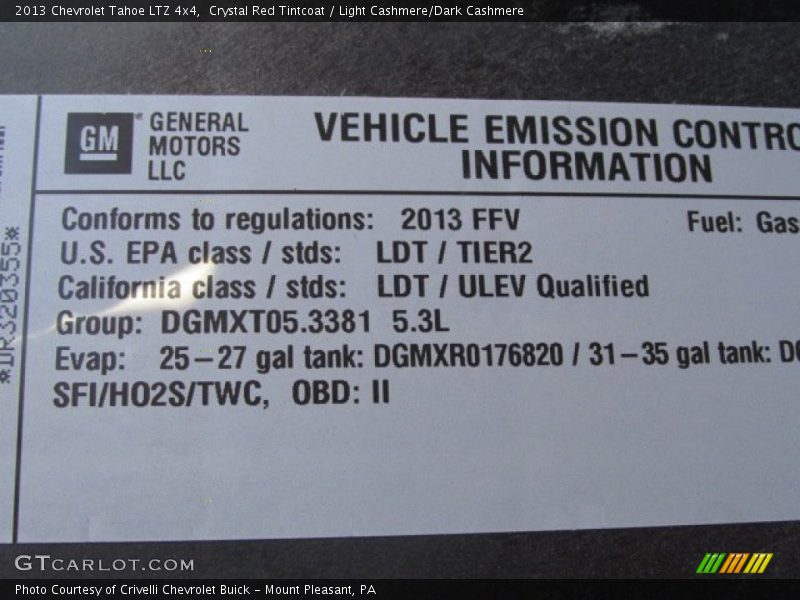 Crystal Red Tintcoat / Light Cashmere/Dark Cashmere 2013 Chevrolet Tahoe LTZ 4x4
