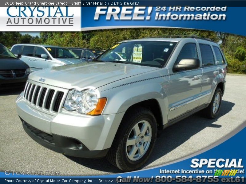 Bright Silver Metallic / Dark Slate Gray 2010 Jeep Grand Cherokee Laredo