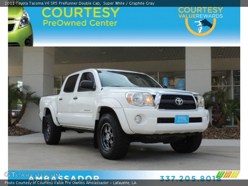 Super White / Graphite Gray 2011 Toyota Tacoma V6 SR5 PreRunner Double Cab