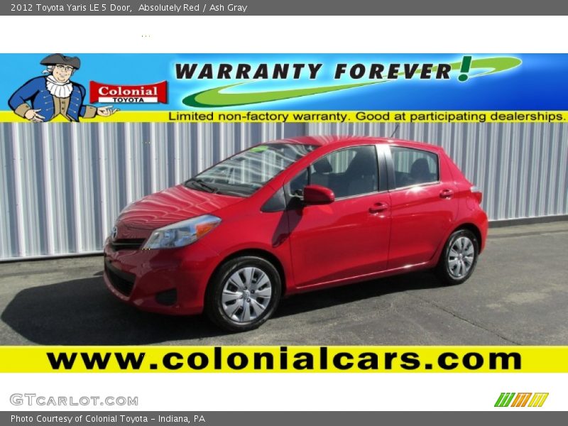 Absolutely Red / Ash Gray 2012 Toyota Yaris LE 5 Door