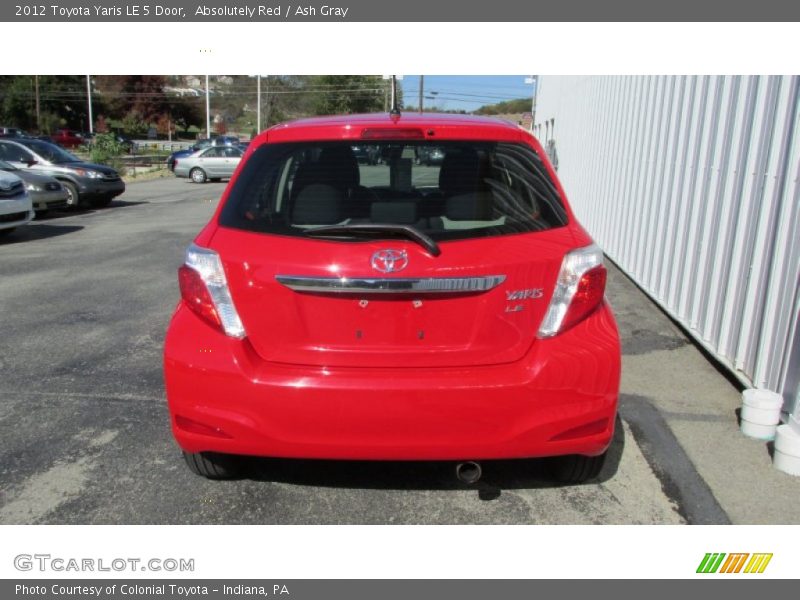 Absolutely Red / Ash Gray 2012 Toyota Yaris LE 5 Door