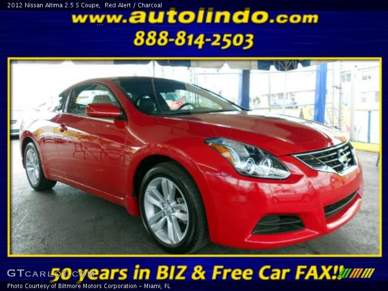 Red Alert / Charcoal 2012 Nissan Altima 2.5 S Coupe