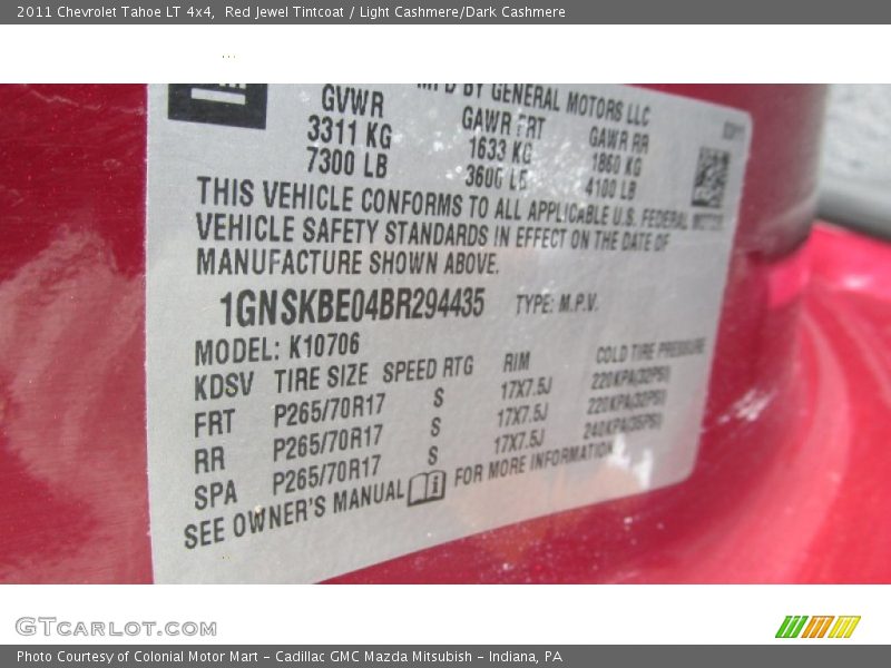 Red Jewel Tintcoat / Light Cashmere/Dark Cashmere 2011 Chevrolet Tahoe LT 4x4