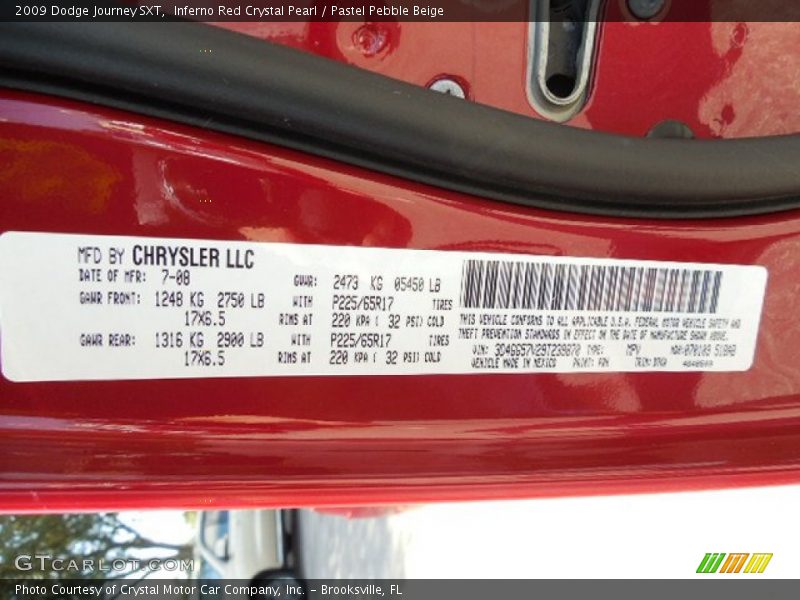 Inferno Red Crystal Pearl / Pastel Pebble Beige 2009 Dodge Journey SXT