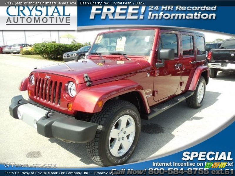 Deep Cherry Red Crystal Pearl / Black 2012 Jeep Wrangler Unlimited Sahara 4x4